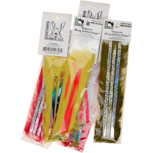 Hareline Strisce larghe di pelle di coniglio con pelo Magnum Bling