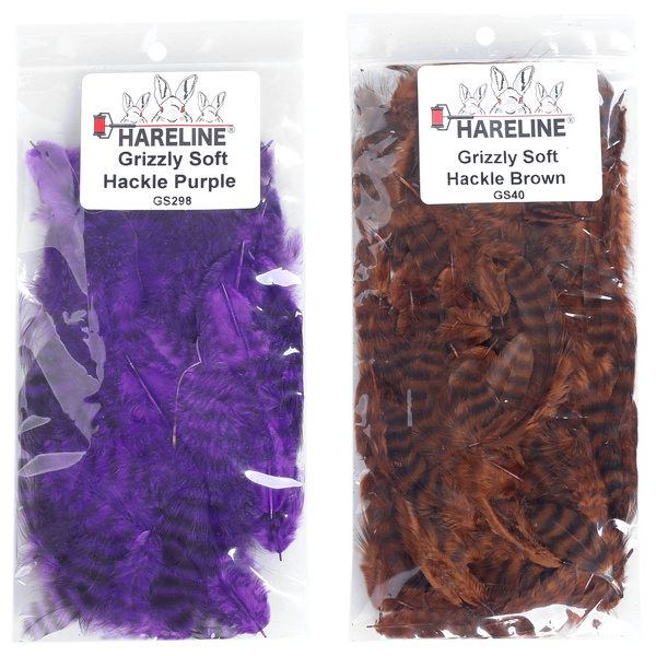 Hareline Piume da hackle morbida Grizzly