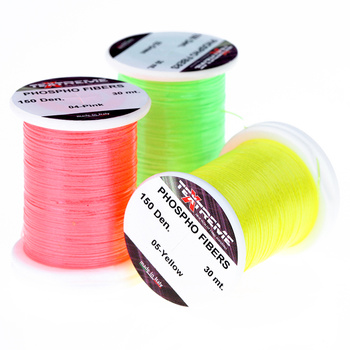 Tinsel piatto fosforescente attivabile con luce UV Textreme Phospho Fibers 150 den