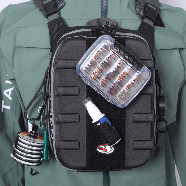 Taimen Egiin chest pack per la pesca a mosca - Black