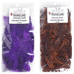 Hareline Piume da hackle morbida Grizzly