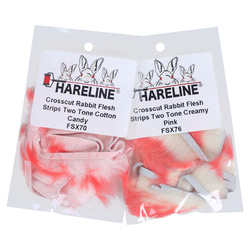 Hareline Strisce di pelliccia di coniglio a taglio trasversale Crosscut Flesh Two Tone