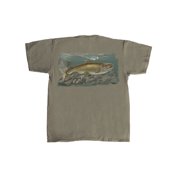 Flying Fisherman Brown Trout Tee - Olive
