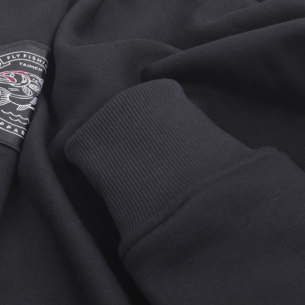 Felpa con cappuccio, zip integrale e ricamo Taimen Menza - Black