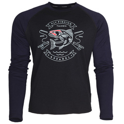 Maglia girocollo a maniche lunghe in lana merino Taimen Kerulen - Midnight/Black
