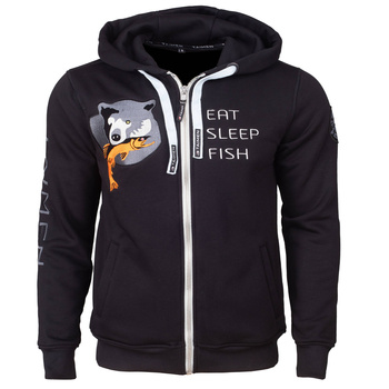 Felpa con cappuccio, zip integrale e ricamo Taimen Menza - Black