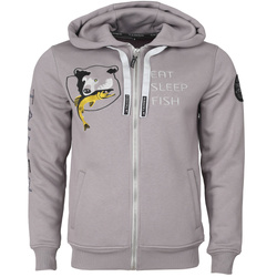 Felpa con cappuccio, zip integrale e ricamo Taimen Menza - Lt. Grey